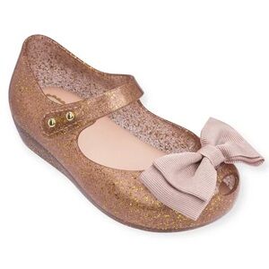 Mini Melissa Gold Glitter Kids Shoes with Bow Size 11